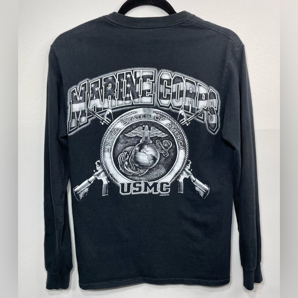 Marine Corps Shirt Womens Small US Military Crew Eagle American Pride USA Globe